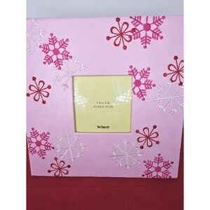 Pier‎ One Imports 4 X 4 Picture Frame Pink Snowflakes Embroidered Christmas